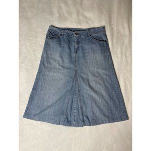 French Cuff Brand Jean Skirt size 12 (34"W) with Distressed Pockets  No Slit